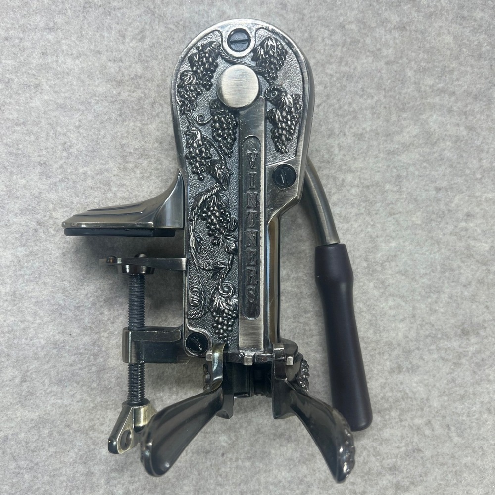 Vintners Reserve Table Mount Corkscrew Wine Opener Grape‎ Vine Metal Bronze